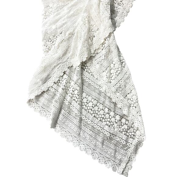 NWT Just Bee Queen Tulum Bali Ruched Crochet Lace Midi Dress White Size M - Picture 8 of 14